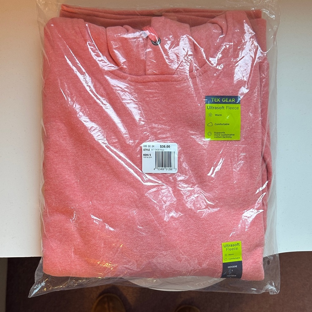 Men's Tek Gear Cozy Fleece Hoodie - Coral Pink
